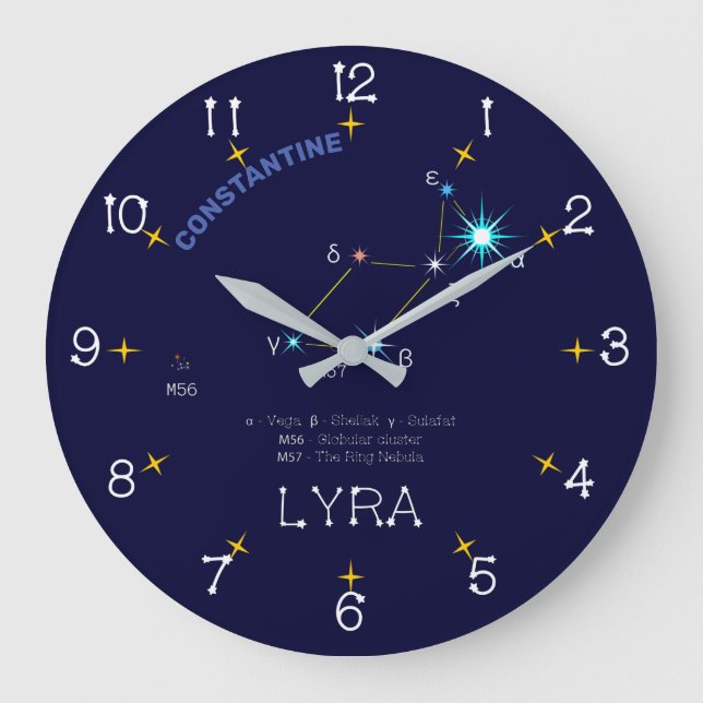 Northern Hemisphere Constellation Lyra Large Clock (Front)