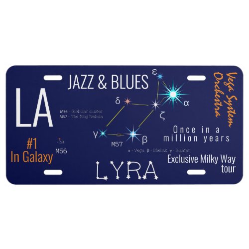 Northern Hemisphere Constellation Lyra License Plate