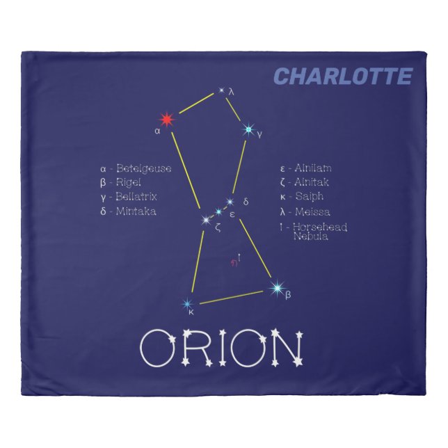 Northern Hemisphere Constellation Orion Duvet Cover (Front)