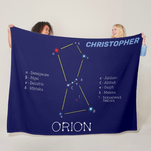 Northern Hemisphere Constellation Orion Fleece Blanket