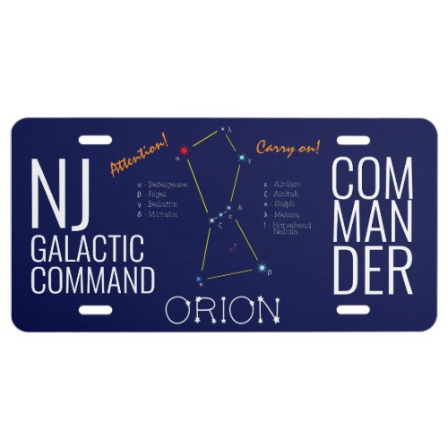 Northern Hemisphere Constellation Orion License Plate