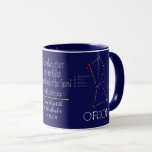 Northern Hemisphere Constellation Orion Mug<br><div class="desc">Northern constellation Orion. The color of the stars is roughly real. Stars and space objects' names. Stylish and cool coffee mug for anyone. Customizable. You can change or delete the template text " From which stars have we fallen to meet each other here? - Friedrich Nietzsche", "from Elizabeth to Christopher...</div>