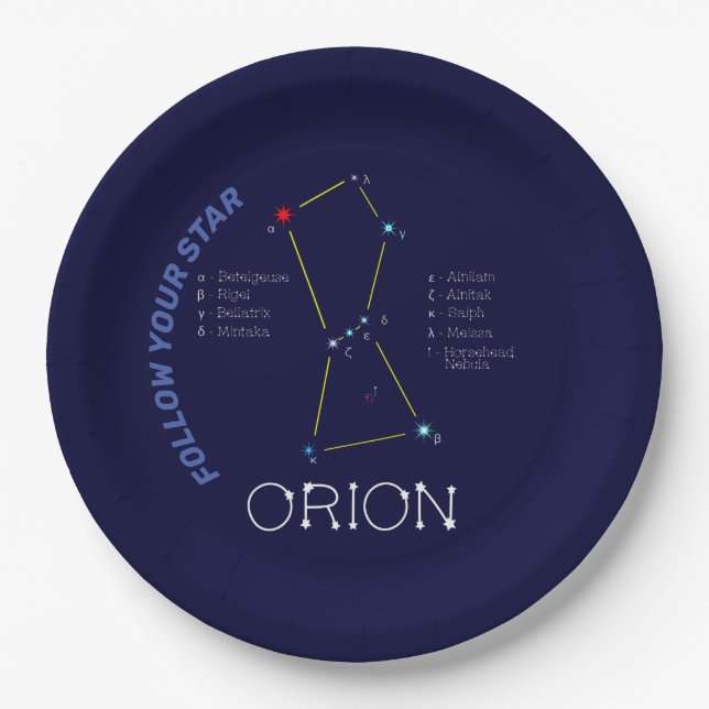Northern Hemisphere Constellation Orion Paper Plates (Front)