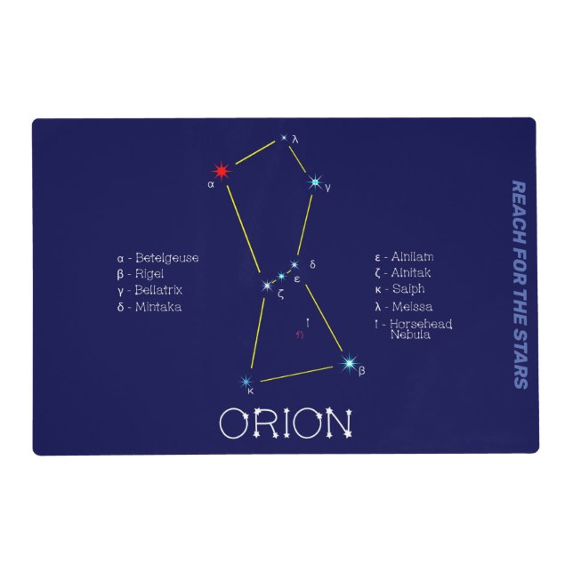 Northern Hemisphere Constellation Orion Placemat (Front)