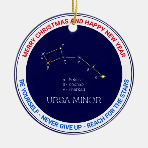 Northern Hemisphere Constellation Ursa Minor Ceramic Ornament
