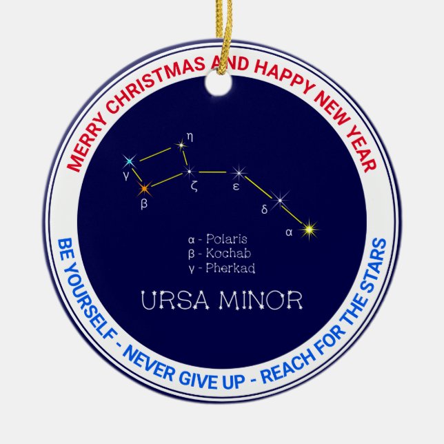 Northern Hemisphere Constellation Ursa Minor Ceramic Ornament (Front)