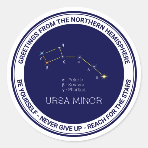 Northern Hemisphere Constellation Ursa Minor Classic Round Sticker