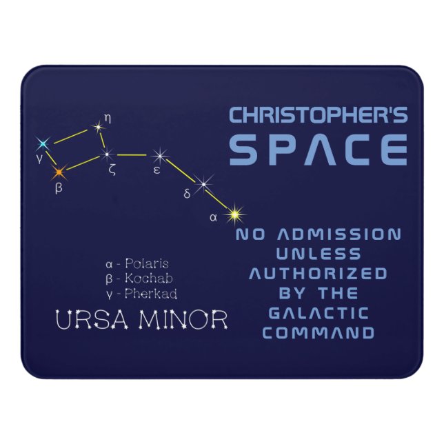 Northern Hemisphere Constellation Ursa Minor Door Sign (Contemporary Front)