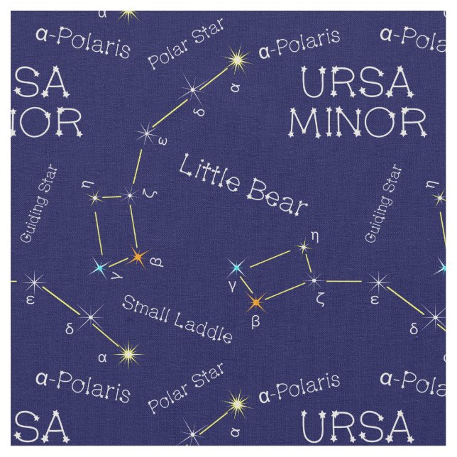 Northern Hemisphere Constellation Ursa Minor Fabric (Close Up)