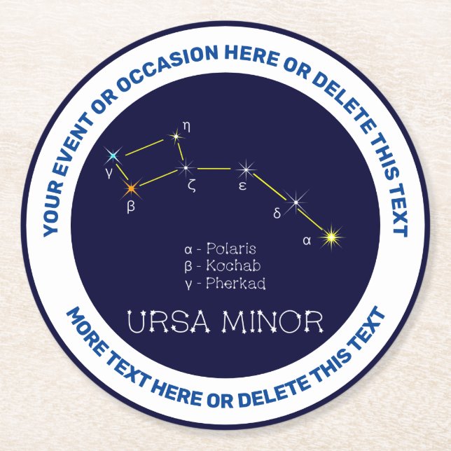 Northern Hemisphere Constellation Ursa Minor Round Paper Coaster (Front)