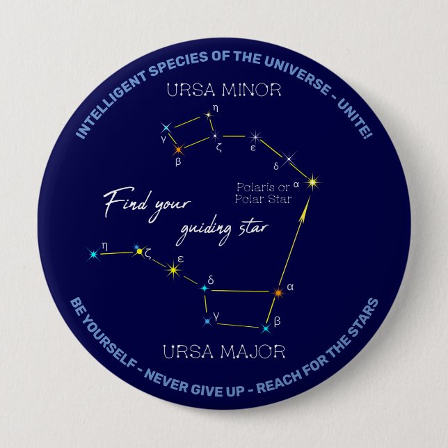 Northern Hemisphere Finding Polaris Star Button (Front)