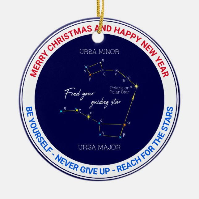 Northern Hemisphere Finding Polaris Star Ceramic Ornament (Front)