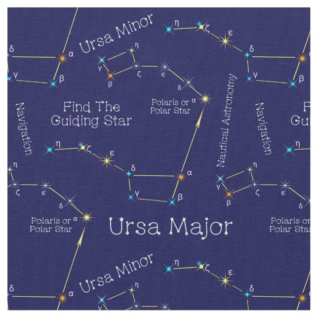 Northern Hemisphere Finding Polaris Star Fabric (Close Up)