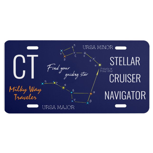 Northern Hemisphere Finding Polaris Star License Plate (Front)