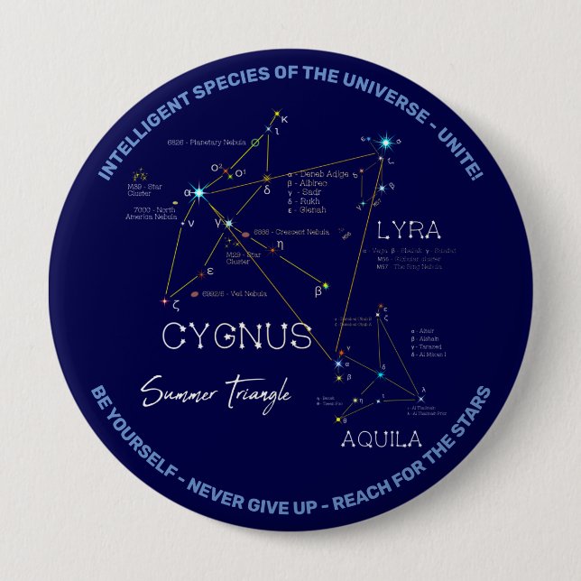 Northern Hemisphere Summer Triangle Stars Button (Front)