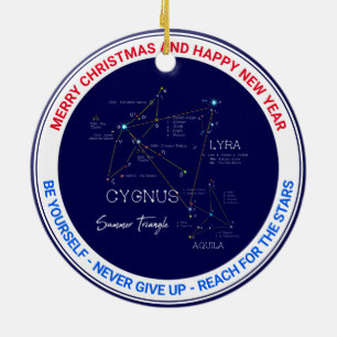 Northern Hemisphere Summer Triangle Stars Ceramic Ornament