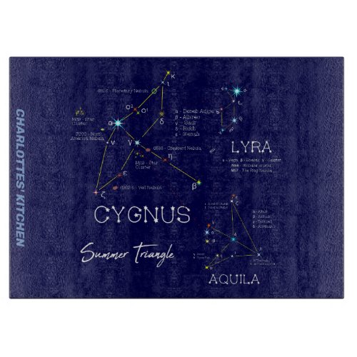 Northern Hemisphere Summer Triangle Stars Cutting Board