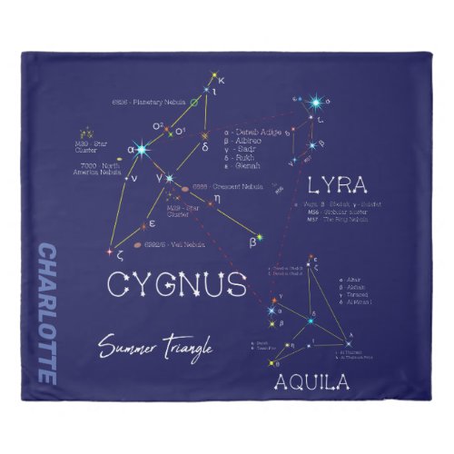 Northern Hemisphere Summer Triangle Stars Duvet Cover