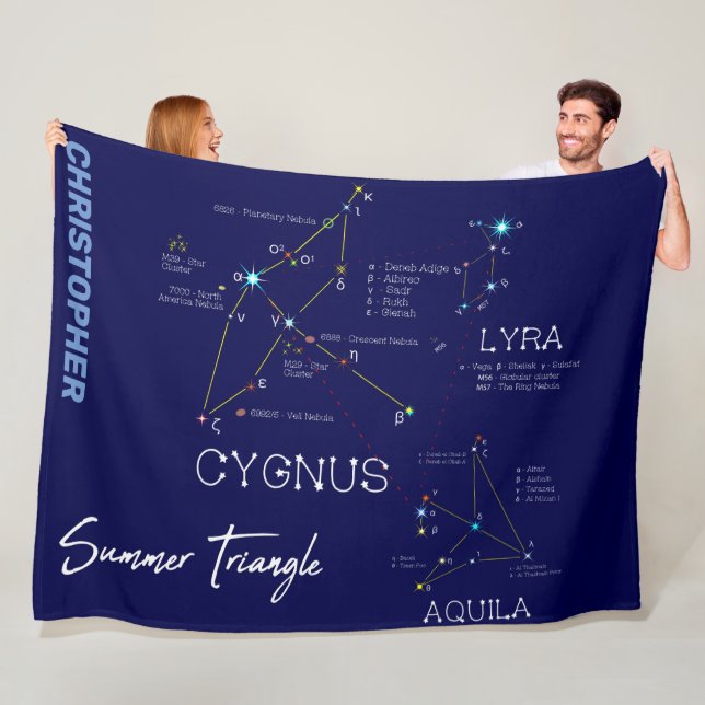 Northern Hemisphere Summer Triangle Stars Fleece Blanket (In Situ)