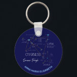 Northern Hemisphere Summer Triangle Stars Keychain<br><div class="desc">Northern sky constellations of Cygnus, Aquila, Lyra compose the famous Summer Triangle star formation. The color of the stars is roughly real. Stars and space objects' names. Stylish and beautiful, and funny keychain for anyone. Customizable. You can change or delete the template name. Do not forget to use the "Personalize",...</div>