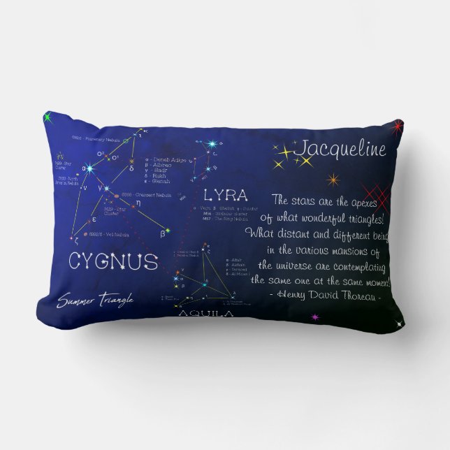 Northern Hemisphere Summer Triangle Stars Lumbar Pillow (Front)