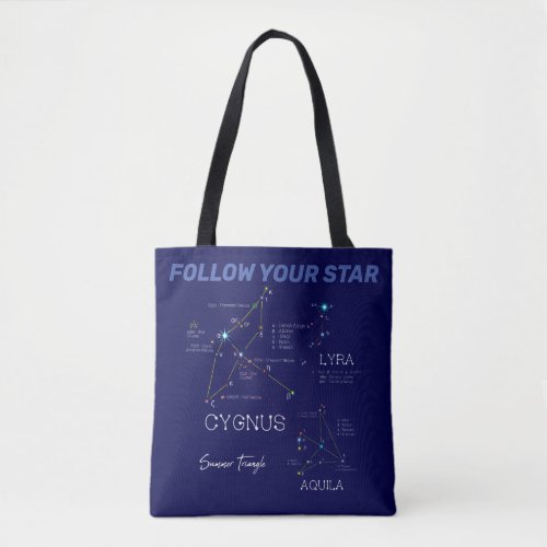 Northern Hemisphere Summer Triangle Stars Tote Bag