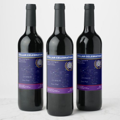 Northern Hemisphere Summer Triangle Stars Wine Label