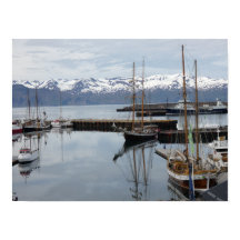 Northern Iceland Harbor Tall Ship Reflections