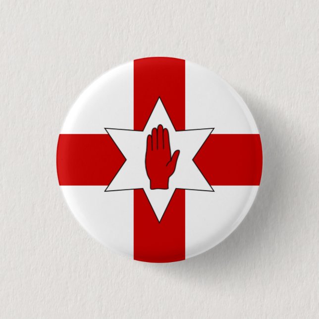 Northern Ireland Badge - Star & Hand on Cross Pinback Button (Front)