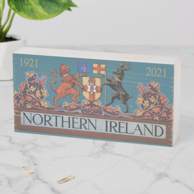 Northern Ireland centenary wood art Wooden Box Sign (In Situ Horizontal)