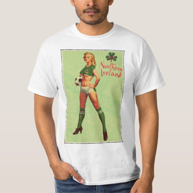 Northern Ireland football retro pin-up T-Shirt (Front)