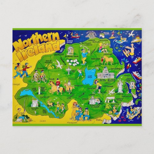 Northern Ireland Fun Map Postcard