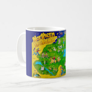 Northern Ireland Fun Map Postcard Mug