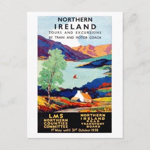 Northern Ireland landscape tours vintage travel Postcard