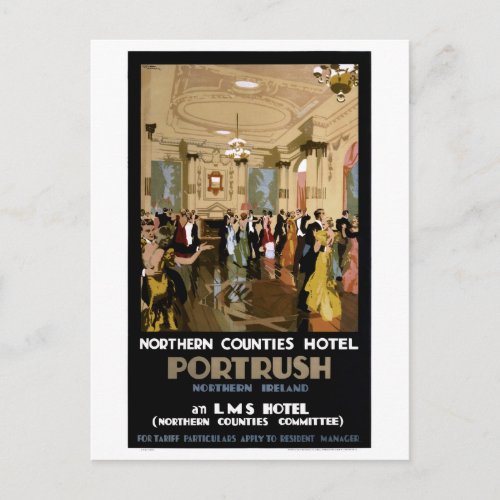 Northern Ireland Portrush Vintage Travel Poster Postcard