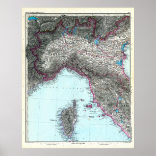 Northern Italy Map (1891) Poster