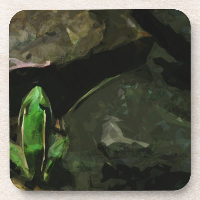 Northern Leopard Frog on Rocks Abstract Beverage Coaster (Front)
