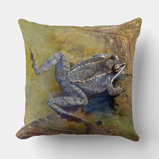 Northern Leopard Frog Throw Pillow (Front)