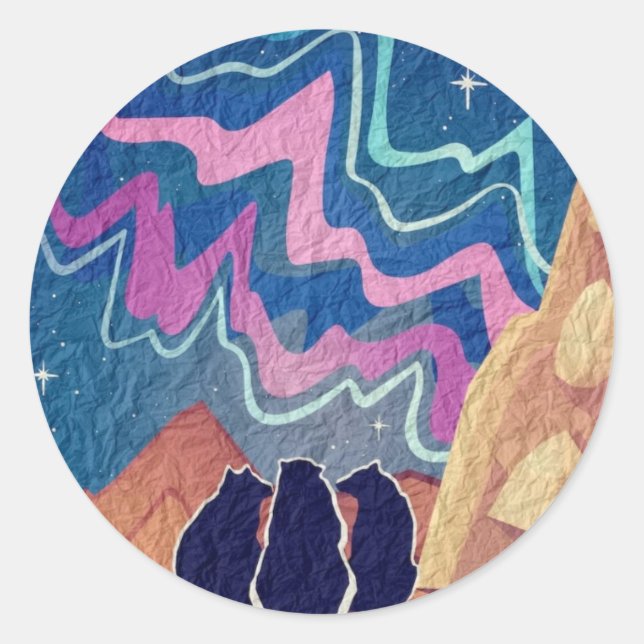 Northern Light Bears Classic Round Sticker (Front)