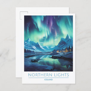 Northern Light Iceland Vintage Travel Postcard
