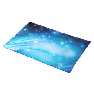 Northern Light Stars blue + your text & ideas Cloth Placemat