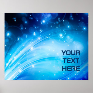 Northern Light Stars blue + your text & ideas Poster