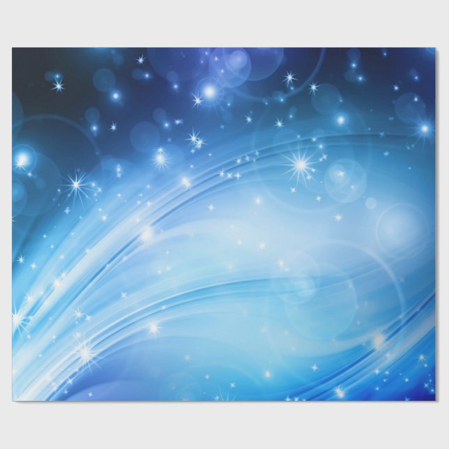 Northern Light Stars blue + your text & ideas Wrapping Paper (Flat)