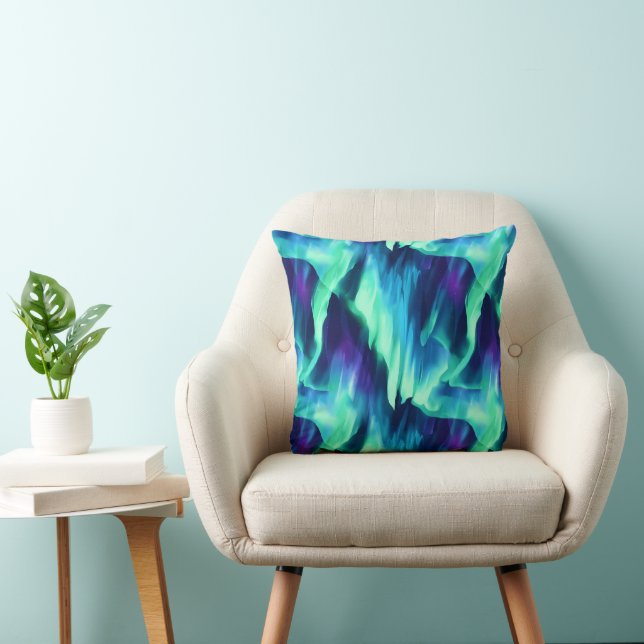 Northern Lights Abstract Aurora Borealis Throw Pillow (Chair)