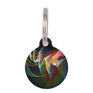 Northern Lights, Abstract Rainbow Aurora Pet Name Tag