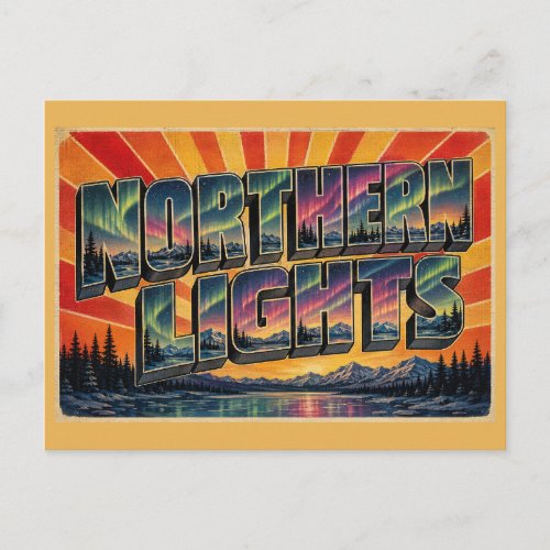 Northern Lights Alaska Night Sky Vintage Art Postcard