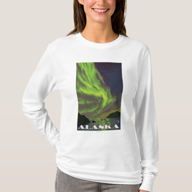 Northern Lights and Orcas - Latouche, Alaska T-Shirt (Front)