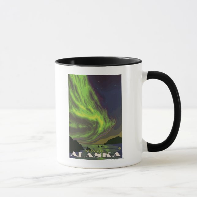 Northern Lights and Orcas - Wrangell, Alaska Mug (Right)