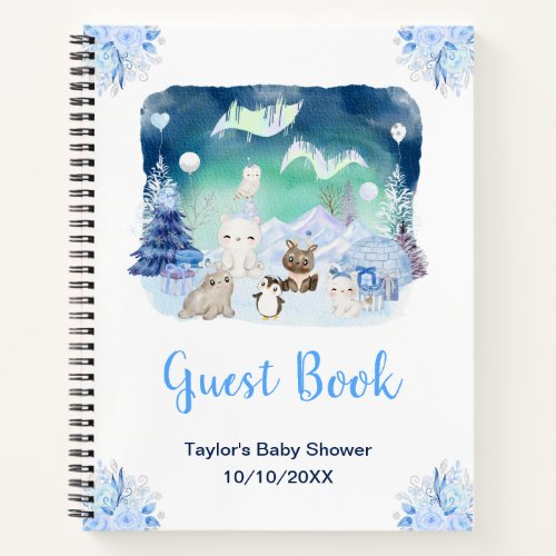Northern Lights Animals Baby Shower Guest Book
