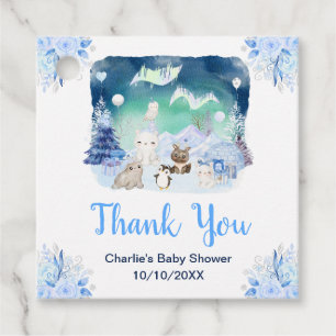 Northern Lights Animals Baby Shower Thank You Favor Tags